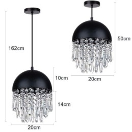 Designer Touch Decorative Crystal Pendant Tassel Ceiling Light Black Pot Lid Lampshade