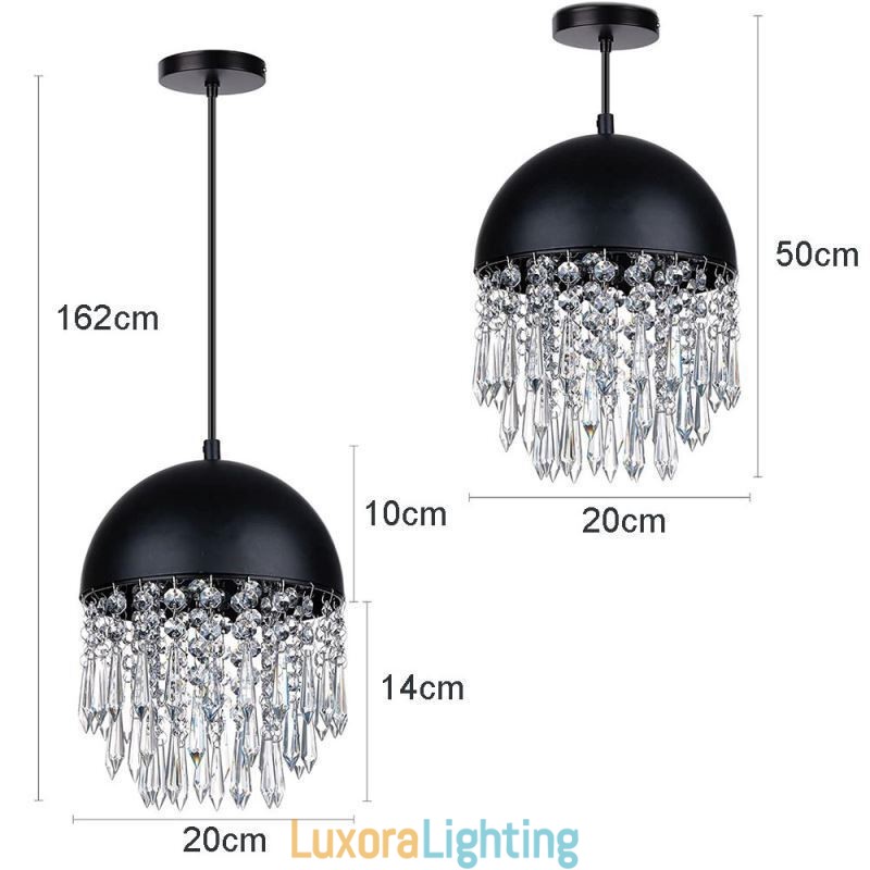 Designer Touch Decorative Crystal Pendant Tassel Ceiling Light Black Pot Lid Lampshade
