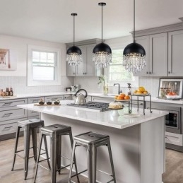 Designer Touch Decorative Crystal Pendant Tassel Ceiling Light Black Pot Lid Lampshade