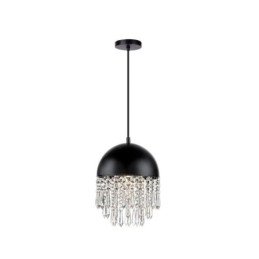 Designer Touch Decorative Crystal Pendant Tassel Ceiling Light Black Pot Lid Lampshade