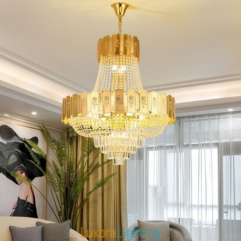 Designer Touch Decorative Gold Crystal Pendant Light Elegant Decrative Ceiling Light