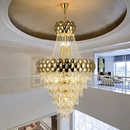 Designer Touch Decorative Crystal Pendant Light Electroplated Gold Duplex Luxury Decrative Ceiling Lamp 80cm