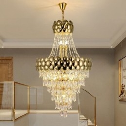 Designer Touch Decorative Crystal Pendant Light Electroplated Gold Duplex Luxury Decrative Ceiling Lamp 80cm