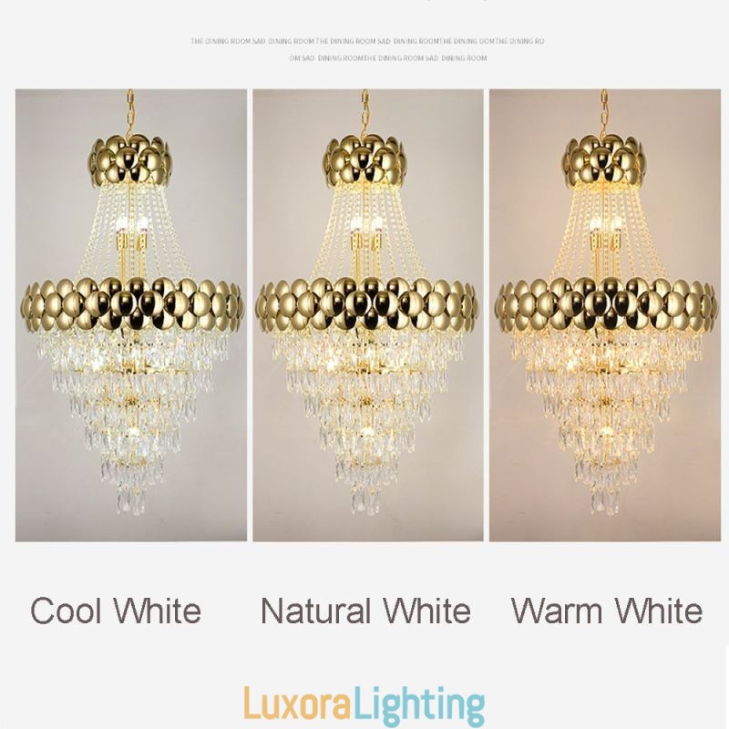 Designer Touch Decorative Crystal Pendant Light Electroplated Gold Duplex Luxury Decrative Ceiling Lamp 80cm