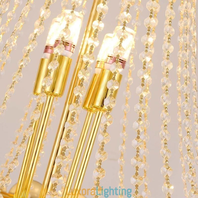 Designer Touch Decorative Crystal Pendant Light Electroplated Gold Duplex Luxury Decrative Ceiling Lamp 80cm
