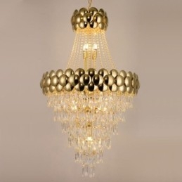 Designer Touch Decorative Crystal Pendant Light Electroplated Gold Duplex Luxury Decrative Ceiling Lamp 80cm