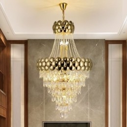 Designer Touch Decorative Crystal Pendant Light Electroplated Gold Duplex Luxury Decrative Ceiling Lamp 80cm