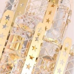 Designer Touch Decorative Crystal Pendant Light 4th Floor Luxury Decrative Ceiling Light with Golden Hollow Iron Sheet