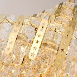 Designer Touch Decorative Crystal Pendant Light 4th Floor Luxury Decrative Ceiling Light with Golden Hollow Iron Sheet