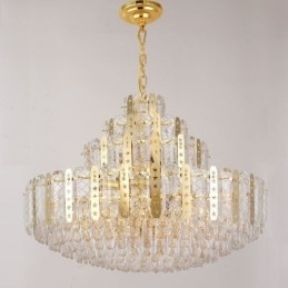 Designer Touch Decorative Crystal Pendant Light 4th Floor Luxury Decrative Ceiling Light with Golden Hollow Iron Sheet