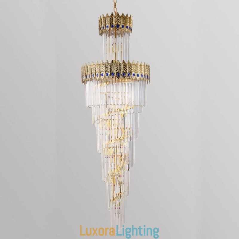 Designer Touch Decorative Gold Crystal Pendant Light Electroplated Gold Phoenix Tail Lampshade Ceiling Light