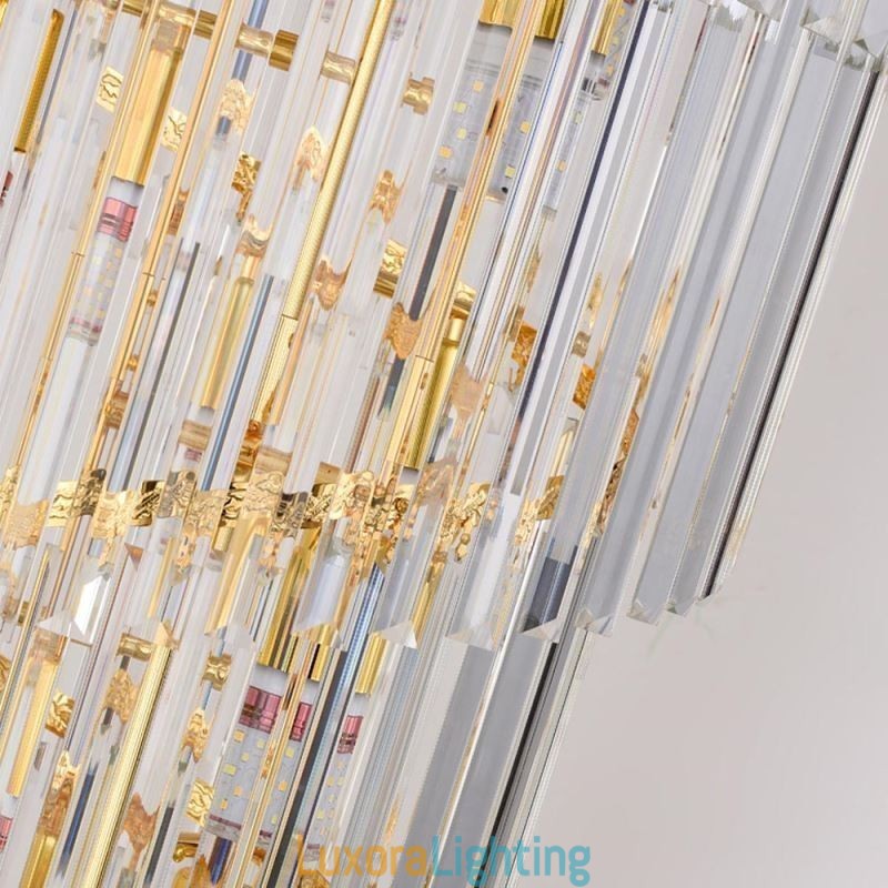 Designer Touch Decorative Gold Crystal Pendant Light Electroplated Gold Phoenix Tail Lampshade Ceiling Light