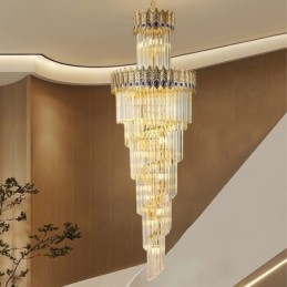 Designer Touch Decorative Gold Crystal Pendant Light Electroplated Gold Phoenix Tail Lampshade Ceiling Light