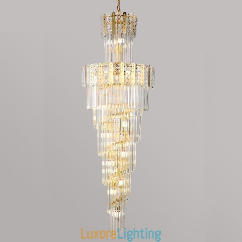 Designer Touch Decorative Gold Crystal Pendant Light Luxurious Decrative Ceiling Light 蠁60*H180cm