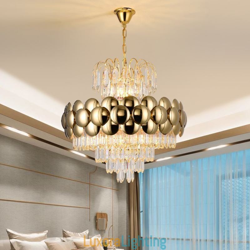 Designer Touch Decorative Crystal Pendant Light Electroplated Gold Luxury Decrative Ceiling Light 60cm