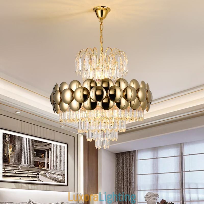 Designer Touch Decorative Crystal Pendant Light Electroplated Gold Luxury Decrative Ceiling Light 60cm
