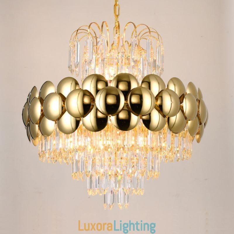 Designer Touch Decorative Crystal Pendant Light Electroplated Gold Luxury Decrative Ceiling Light 60cm