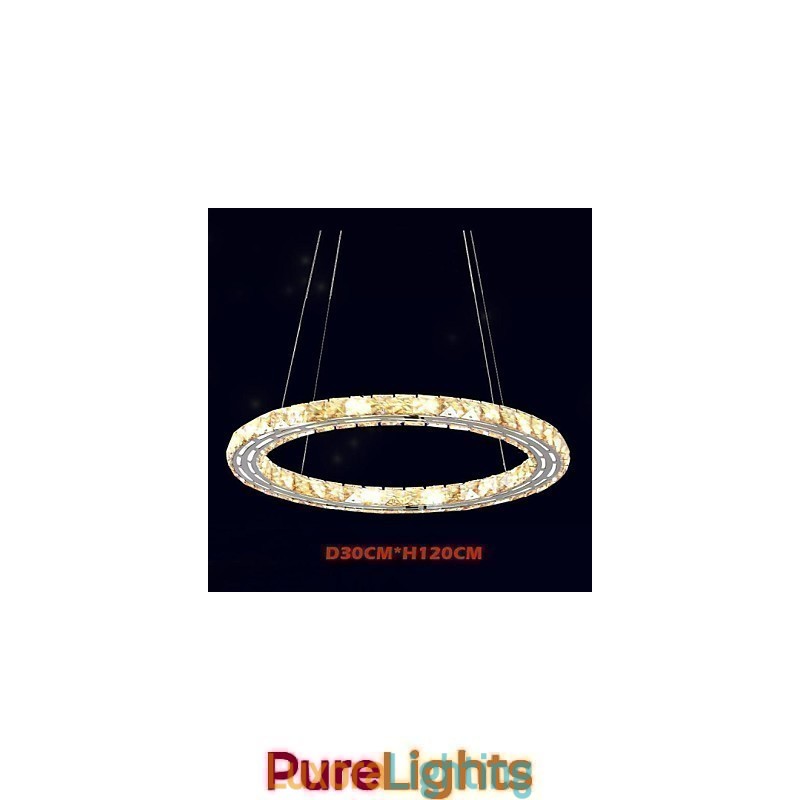 Designer Touch Decorative Crystal Pendant Light Lighting Lamps Modern Fixtures Amber K9 Crystal Round Single Ring 30CM