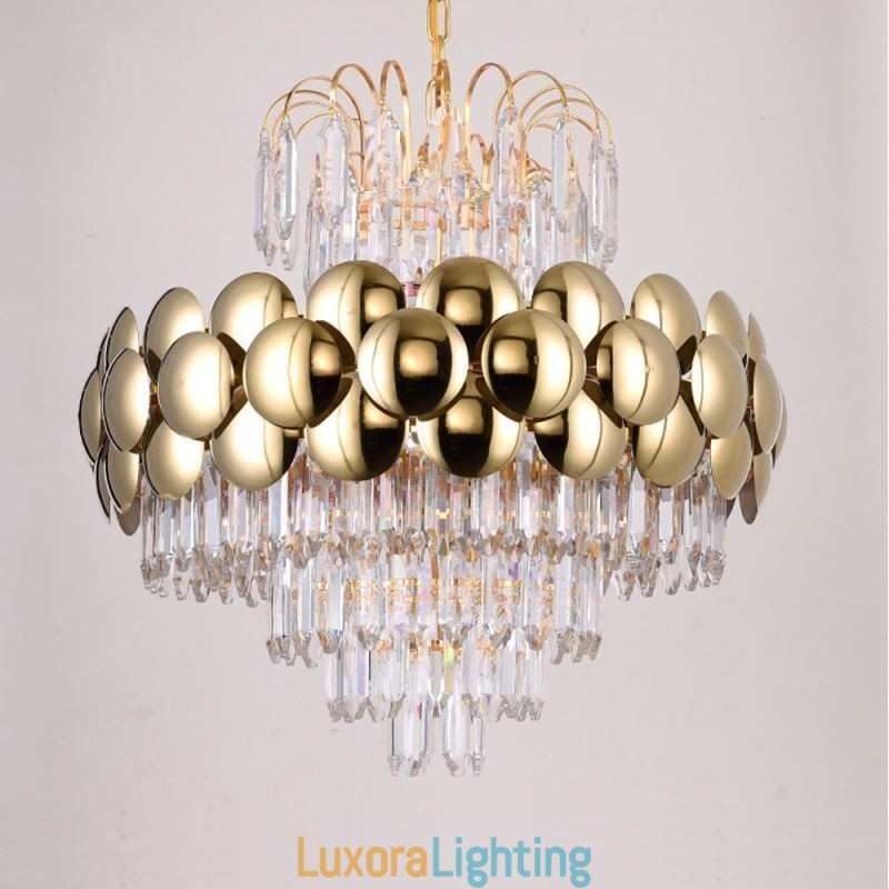 Designer Touch Decorative Crystal Pendant Light Electroplated Gold Luxury Decrative Ceiling Light 60cm