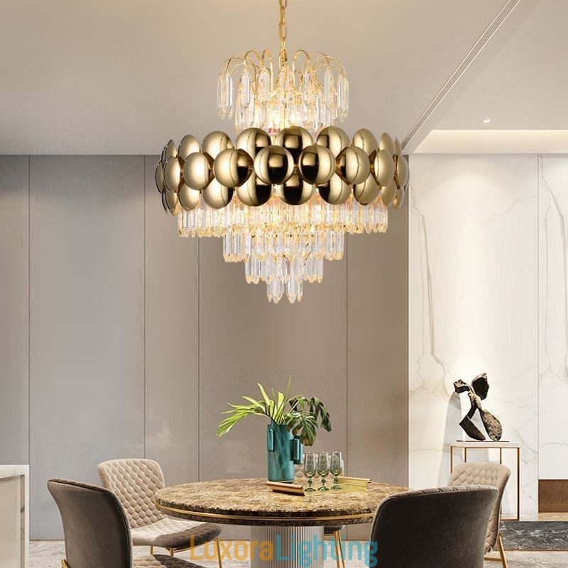 Designer Touch Decorative Crystal Pendant Light Electroplated Gold Luxury Decrative Ceiling Light 60cm