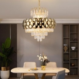 Designer Touch Decorative Crystal Pendant Light Electroplated Gold Luxury Decrative Ceiling Light 60cm
