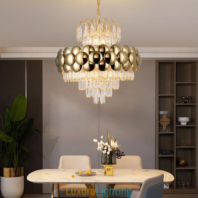 Designer Touch Decorative Crystal Pendant Light Electroplated Gold Luxury Decrative Ceiling Light 60cm