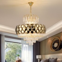 Designer Touch Decorative Crystal Pendant Light Electroplated Gold Luxury Decrative Ceiling Light 60cm