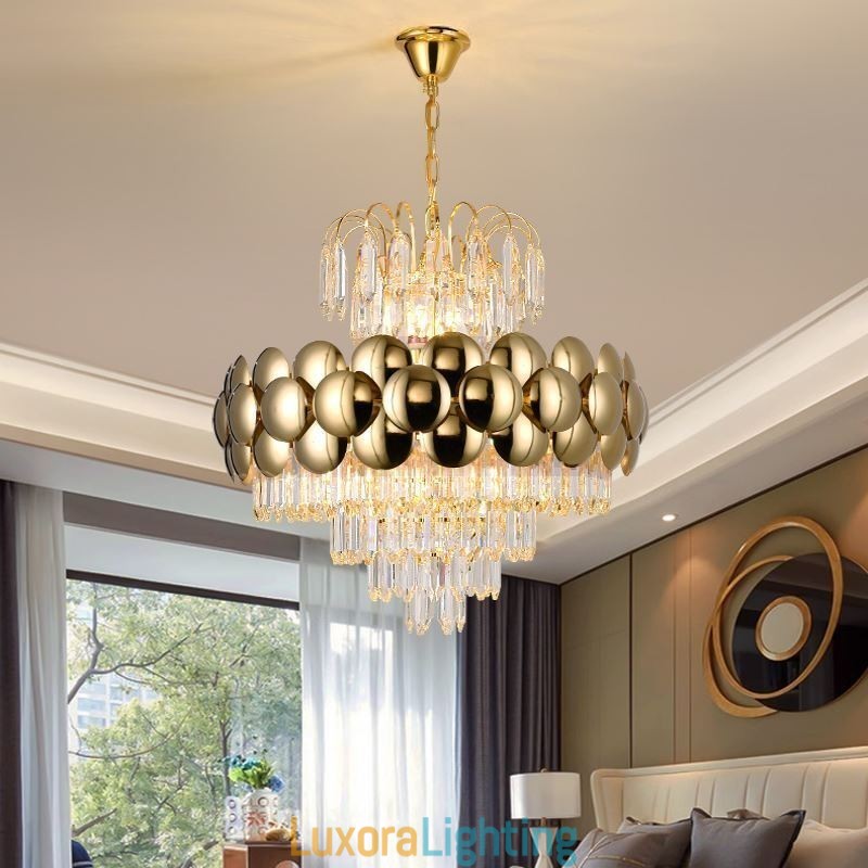 Designer Touch Decorative Crystal Pendant Light Electroplated Gold Luxury Decrative Ceiling Light 60cm