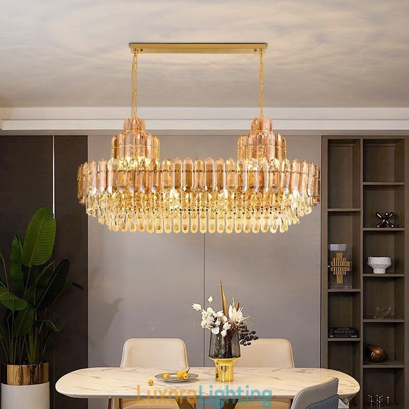 Designer Touch Decorative Crystal Pendant Light Rectangular Luxury Decrative Ceiling Light 100cm