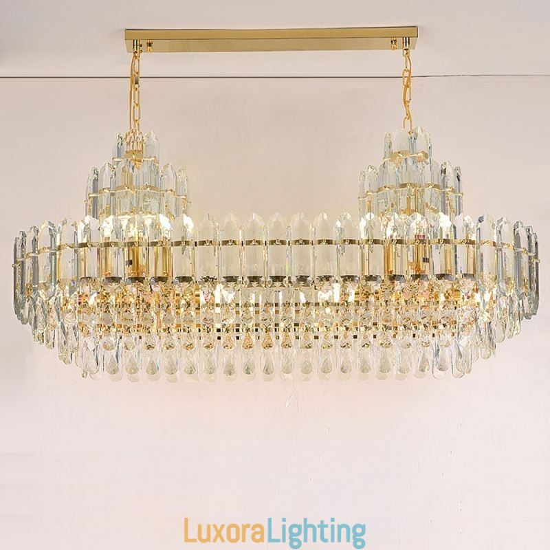 Designer Touch Decorative Crystal Pendant Light Rectangular Luxury Decrative Ceiling Light 100cm
