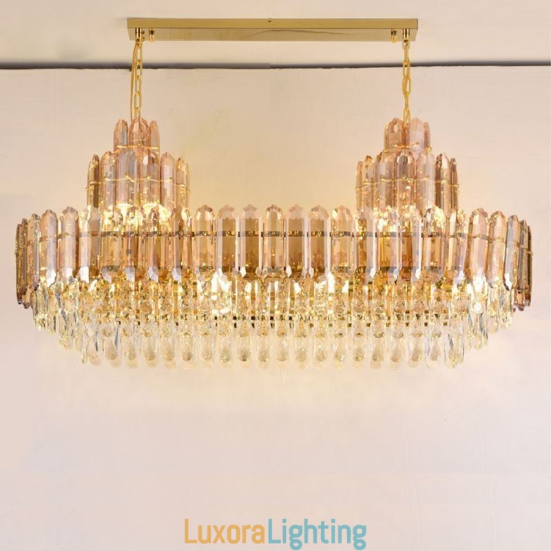 Designer Touch Decorative Crystal Pendant Light Rectangular Luxury Decrative Ceiling Light 100cm