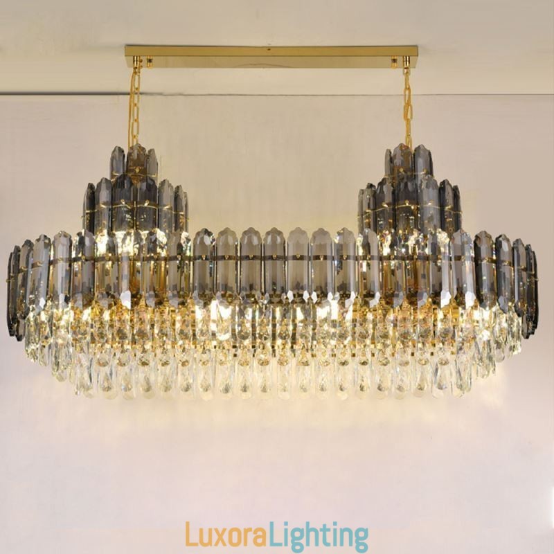 Designer Touch Decorative Crystal Pendant Light Rectangular Luxury Decrative Ceiling Light 100cm