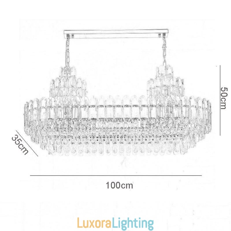 Designer Touch Decorative Crystal Pendant Light Rectangular Luxury Decrative Ceiling Light 100cm