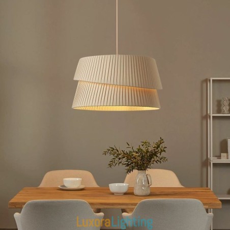 Designer Touch Decorative Pendant Light French Cream Style Double Layer Fabric Lampshade Ceiling Lamp