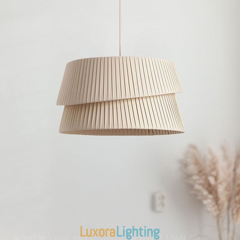 Designer Touch Decorative Pendant Light French Cream Style Double Layer Fabric Lampshade Ceiling Lamp