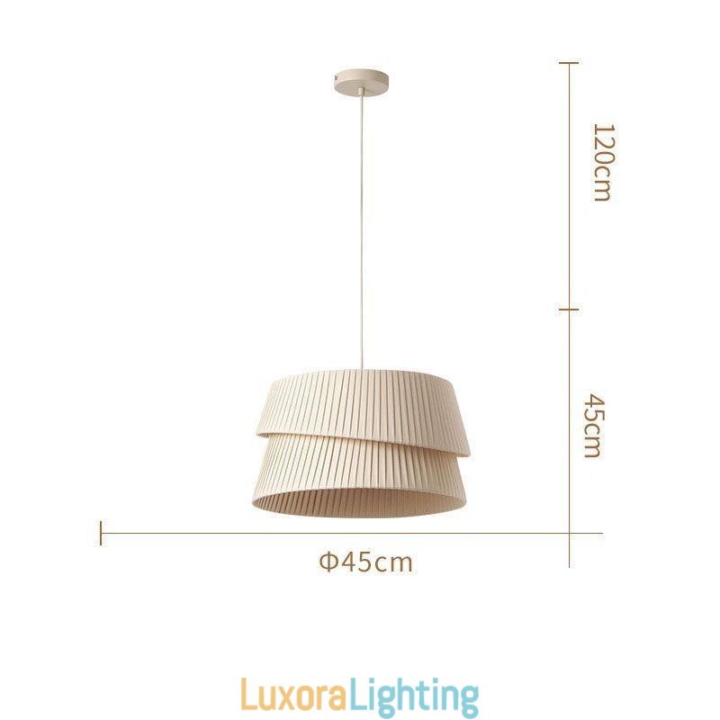 Designer Touch Decorative Pendant Light French Cream Style Double Layer Fabric Lampshade Ceiling Lamp