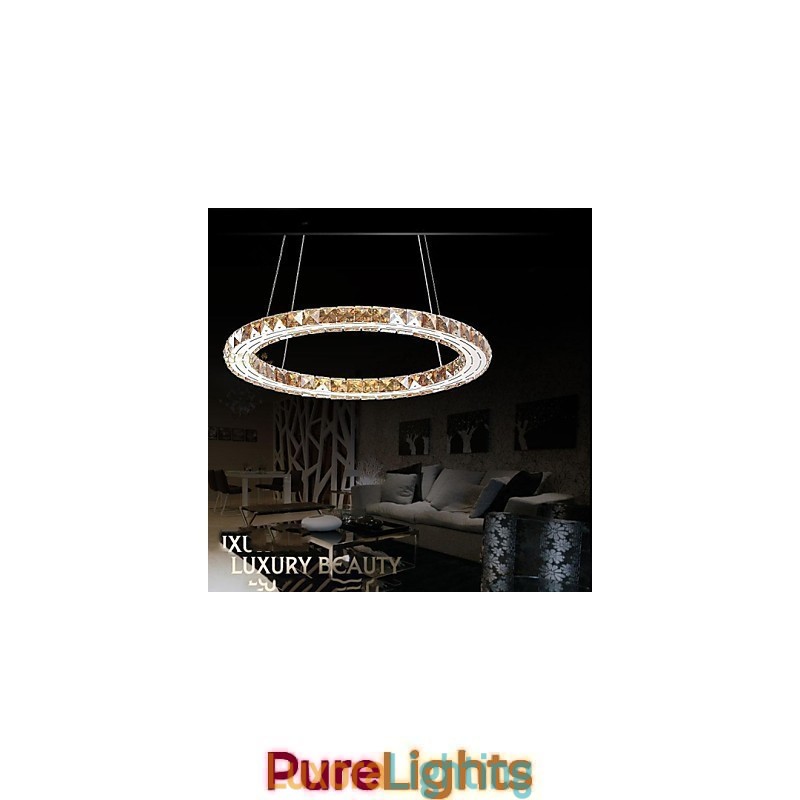 Designer Touch Decorative Crystal Pendant Light Lighting Lamps Modern Fixtures Amber K9 Crystal Round Single Ring 30CM