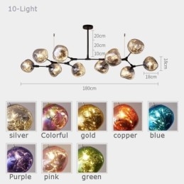 Designer Touch Decorative Nordic Ceiling Lamp Modern Electroplated Stained Glass Lampshade Pendant Light