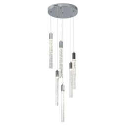 Designer Touch Decorative Pendant Light Chrome Crystal Column Cluster Ceiling Light