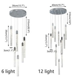 Designer Touch Decorative Pendant Light Chrome Crystal Column Cluster Ceiling Light