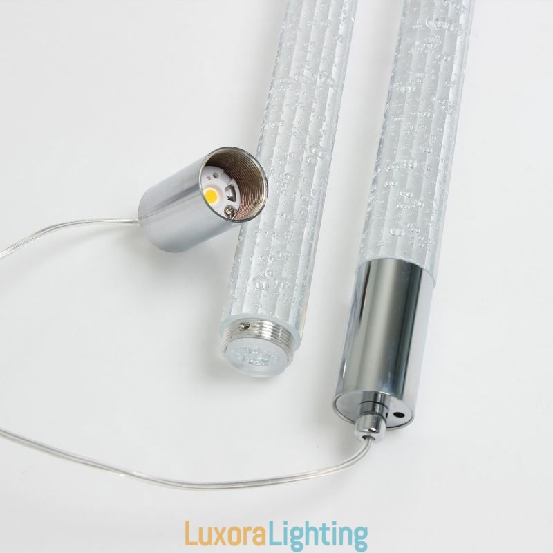 Designer Touch Decorative Pendant Light Chrome Crystal Column Cluster Ceiling Light