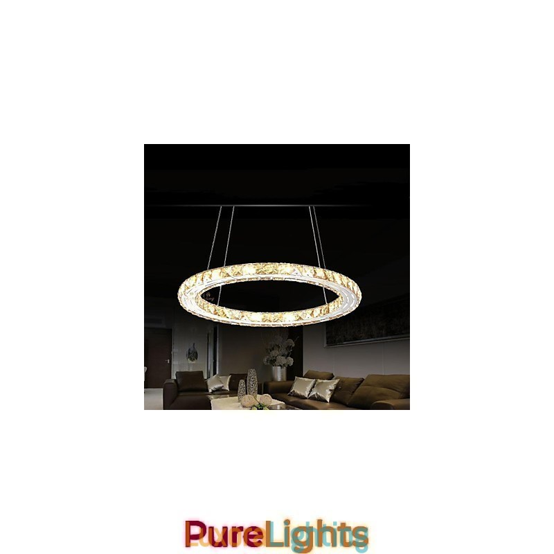 Designer Touch Decorative Crystal Pendant Light Lighting Lamps Modern Fixtures Amber K9 Crystal Round Single Ring 30CM