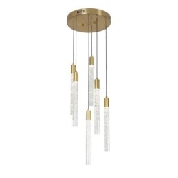 Designer Touch Decorative Pendant Light Copper Crystal Column Cluster Ceiling Light