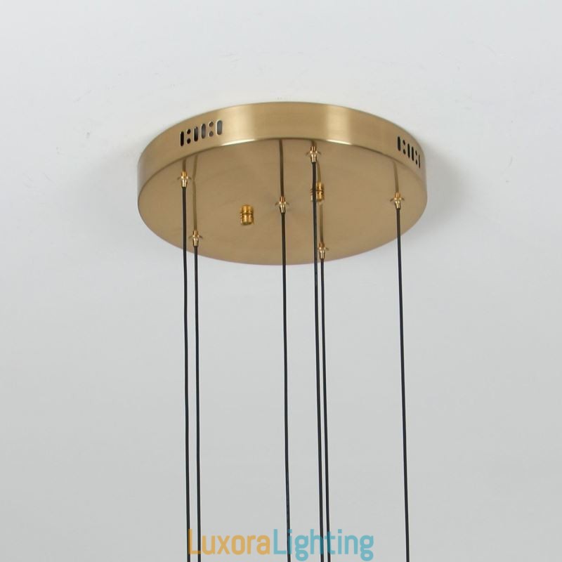 Designer Touch Decorative Pendant Light Copper Crystal Column Cluster Ceiling Light