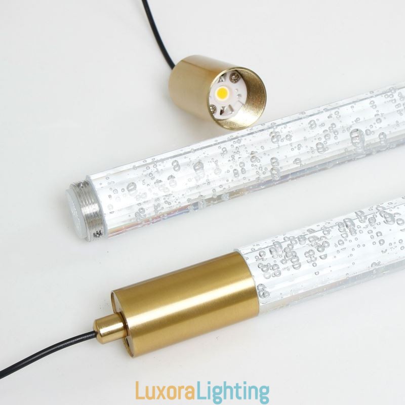 Designer Touch Decorative Pendant Light Copper Crystal Column Cluster Ceiling Light