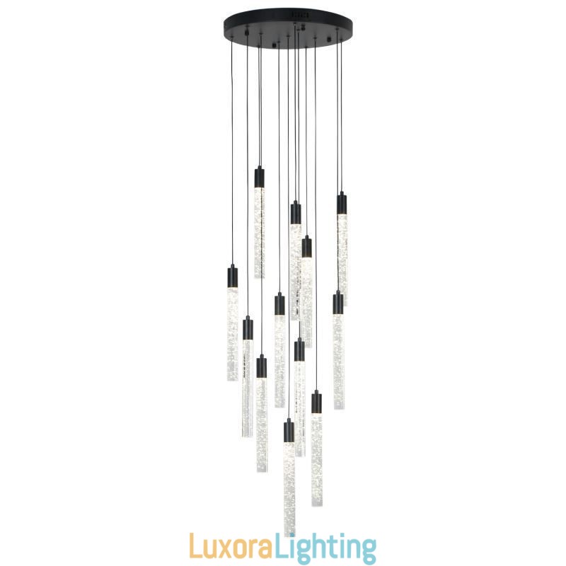 Designer Touch Decorative Pendant Light Black Crystal Column Cluster Ceiling Light
