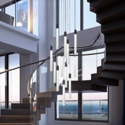 Designer Touch Decorative Pendant Light Black Crystal Column Cluster Ceiling Light