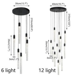 Designer Touch Decorative Pendant Light Black Crystal Column Cluster Ceiling Light