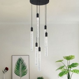 Designer Touch Decorative Pendant Light Black Crystal Column Cluster Ceiling Light
