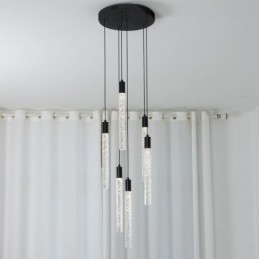 Designer Touch Decorative Pendant Light Black Crystal Column Cluster Ceiling Light